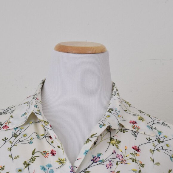 Just Living Rayon Floral Botanical Print Long Sleeves Blouse | size‎ S - Picture 6 of 9